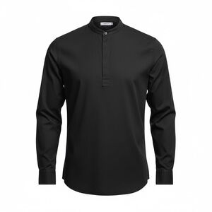 ZARA SuperSlim Fit Shirt L Black Mandarin Collar Made in Spain